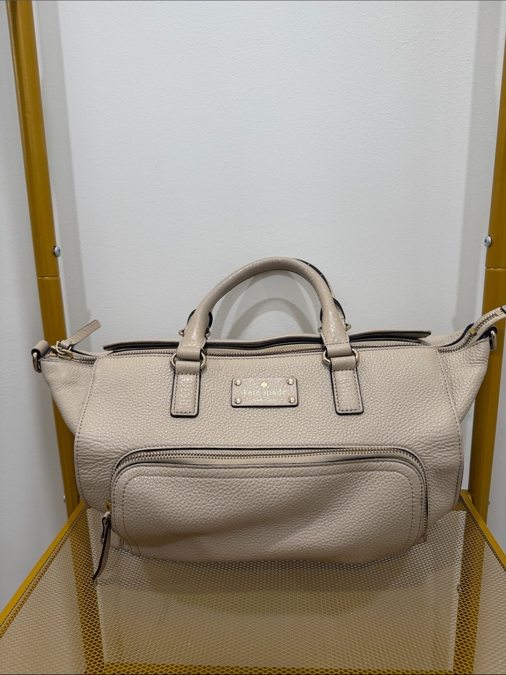 kate spade Pebbled Leather Satchel - Cream